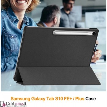 Dirbtinės odos atverčiamas dėklas - juodas (Samsung Galaxy Tab S10 Fe Plus)